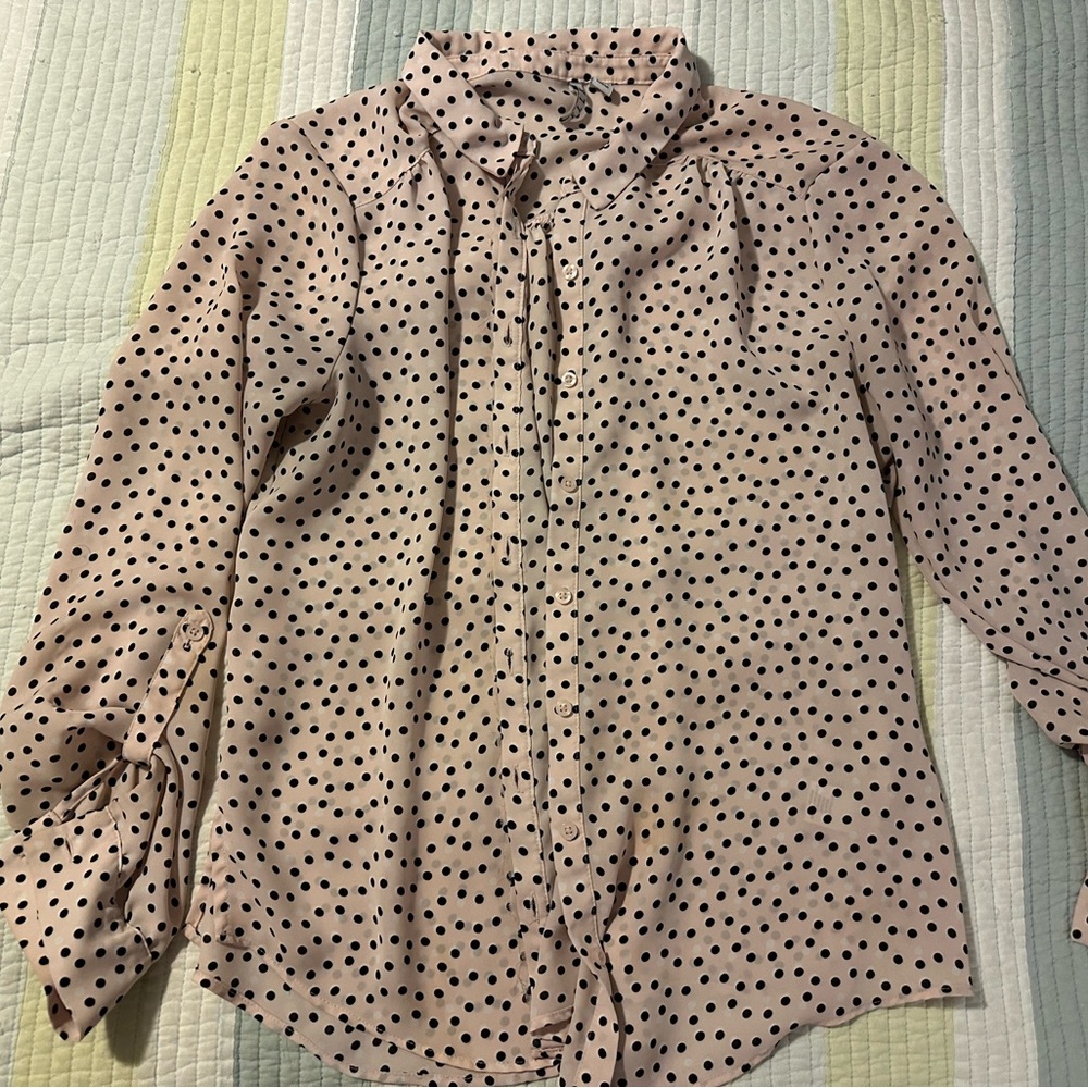 Elle size large polka dot dress shirt